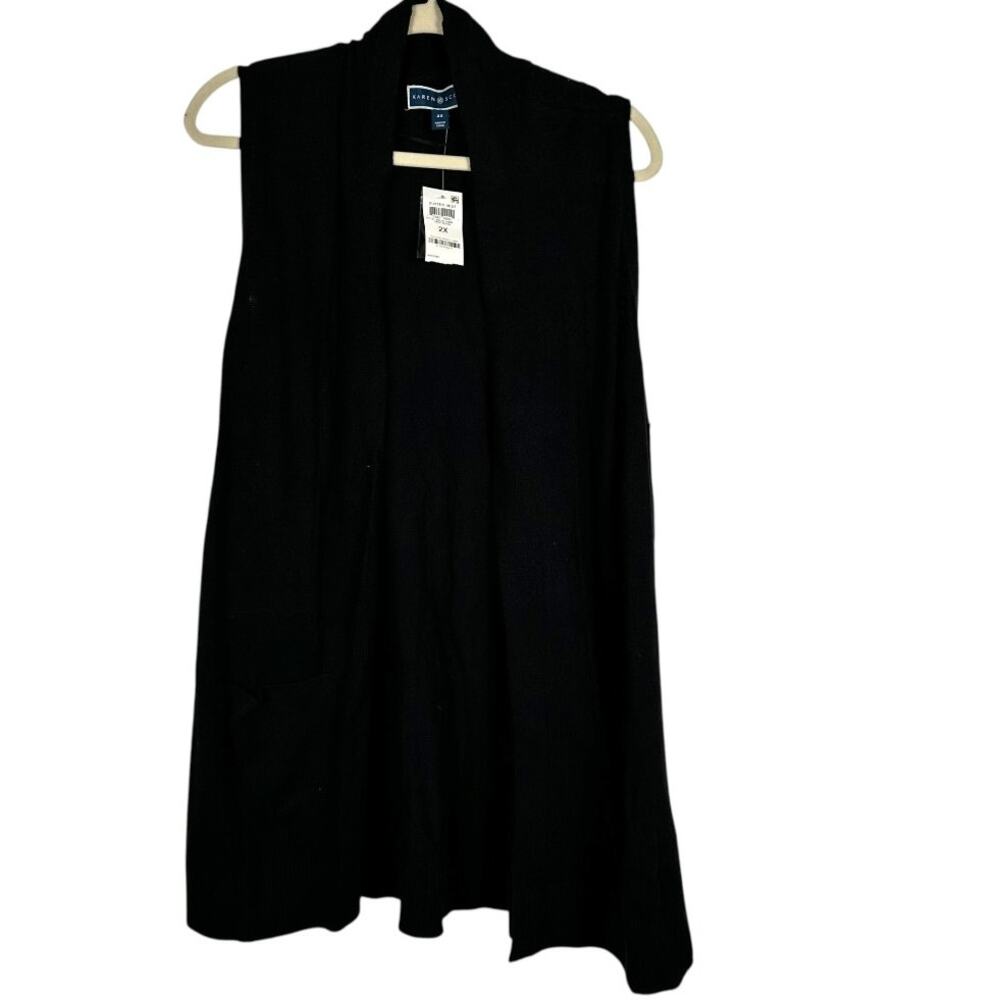 Karen Scott Black Sleeveless Cardigan Size 2X